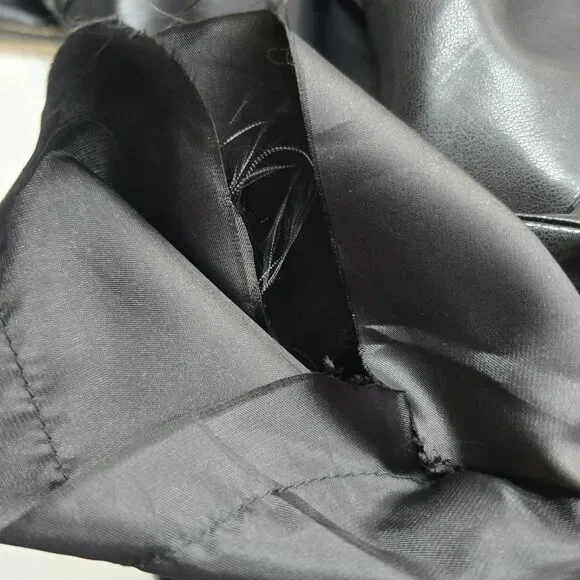 Avec Les Filles Faux Leather Jacket Long Coat Black Med Grunge Classic *Read - Picture 9 of 9